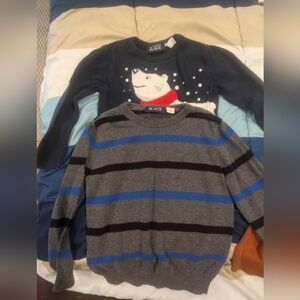 Place Kids Gray Sweater with Blue and Black Stripes